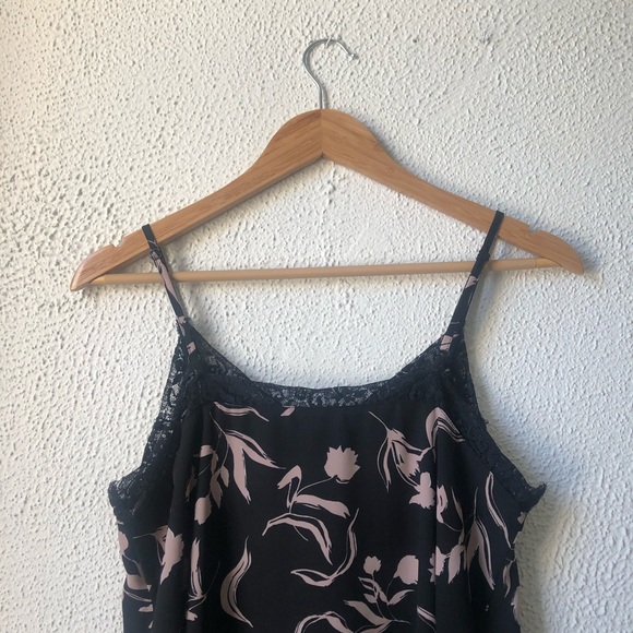 Halogen Black and Pink Printed Lace Tank Top Small - Picture 5 of 7